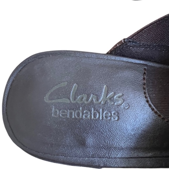CLARKS BENDABLES BROWN LEATHER FLORAL TRIM MULES.  Size 6.5 excellent condition. - Picture 5 of 7